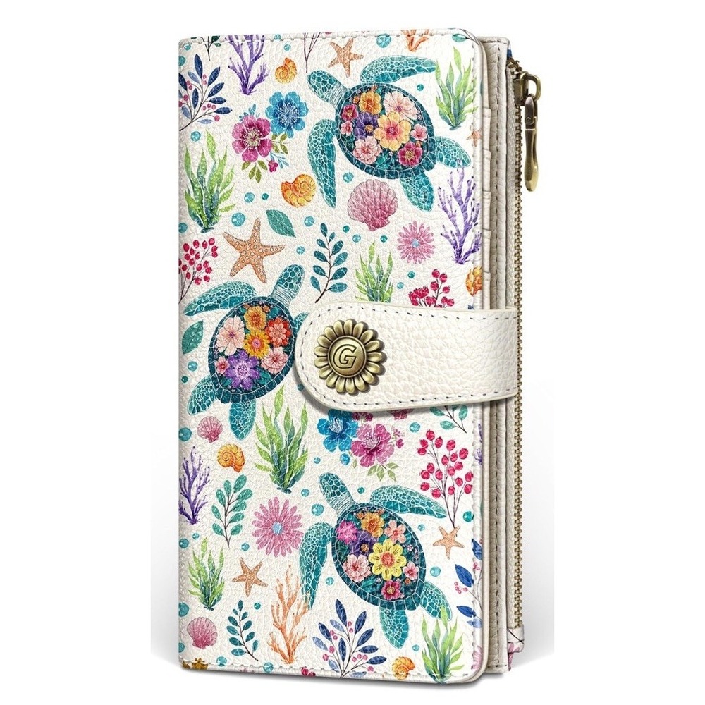 Sea Turtle Women Wallet RFID Blocking, Credit Card Holder Bifold